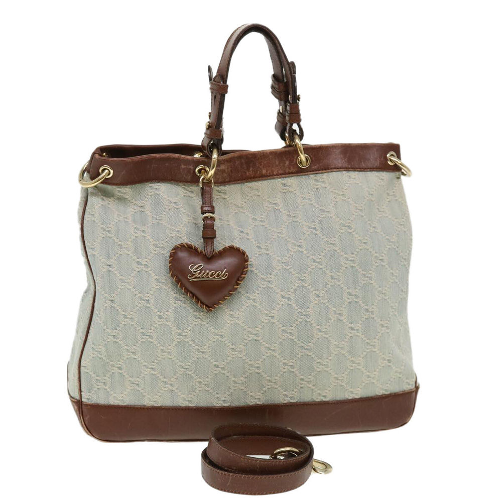 Gucci Gg Canvas Hand Bag 2Way Blue Auth #73055G48B